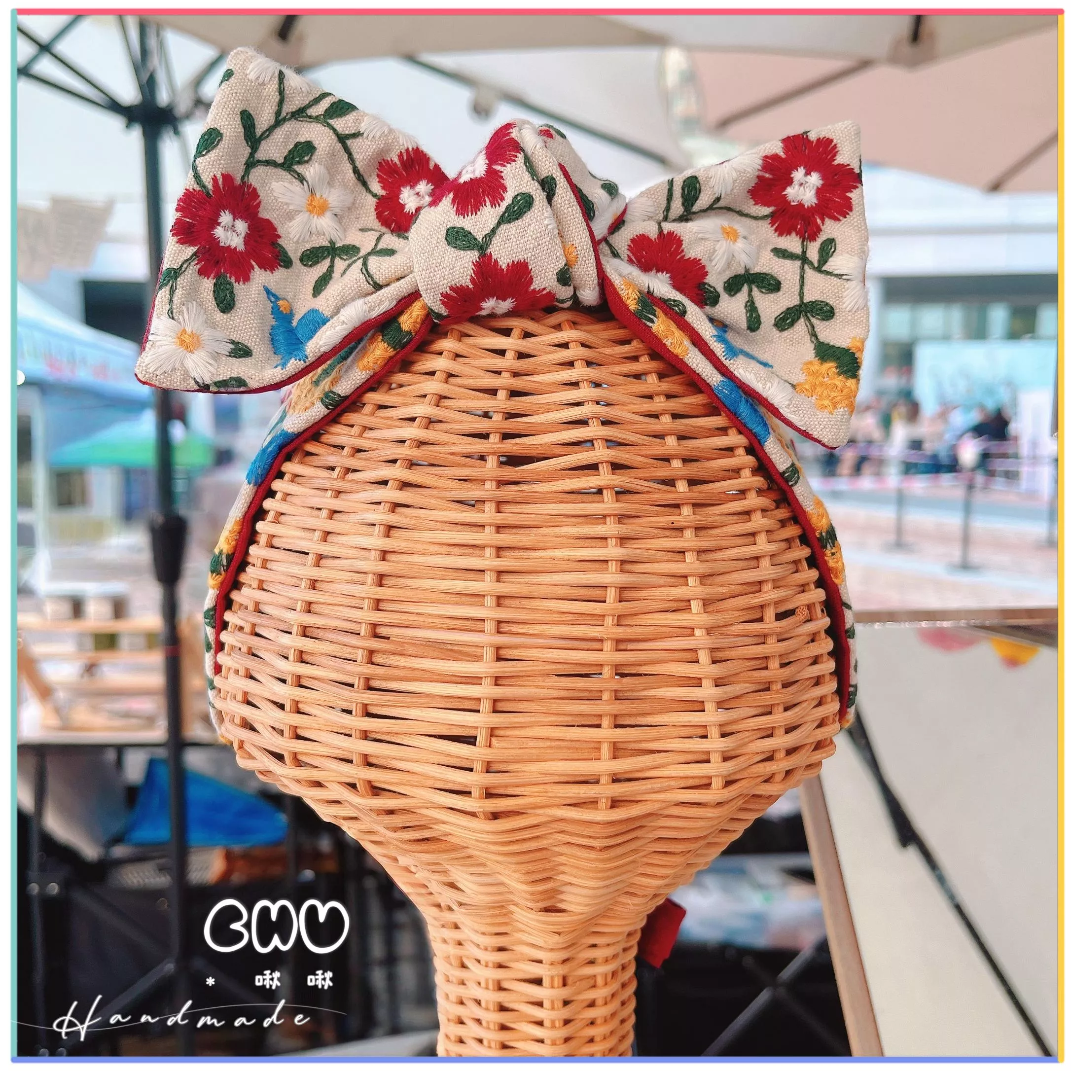 刺繡款｜蜂鳥花園｜蝴蝶結 髮帶