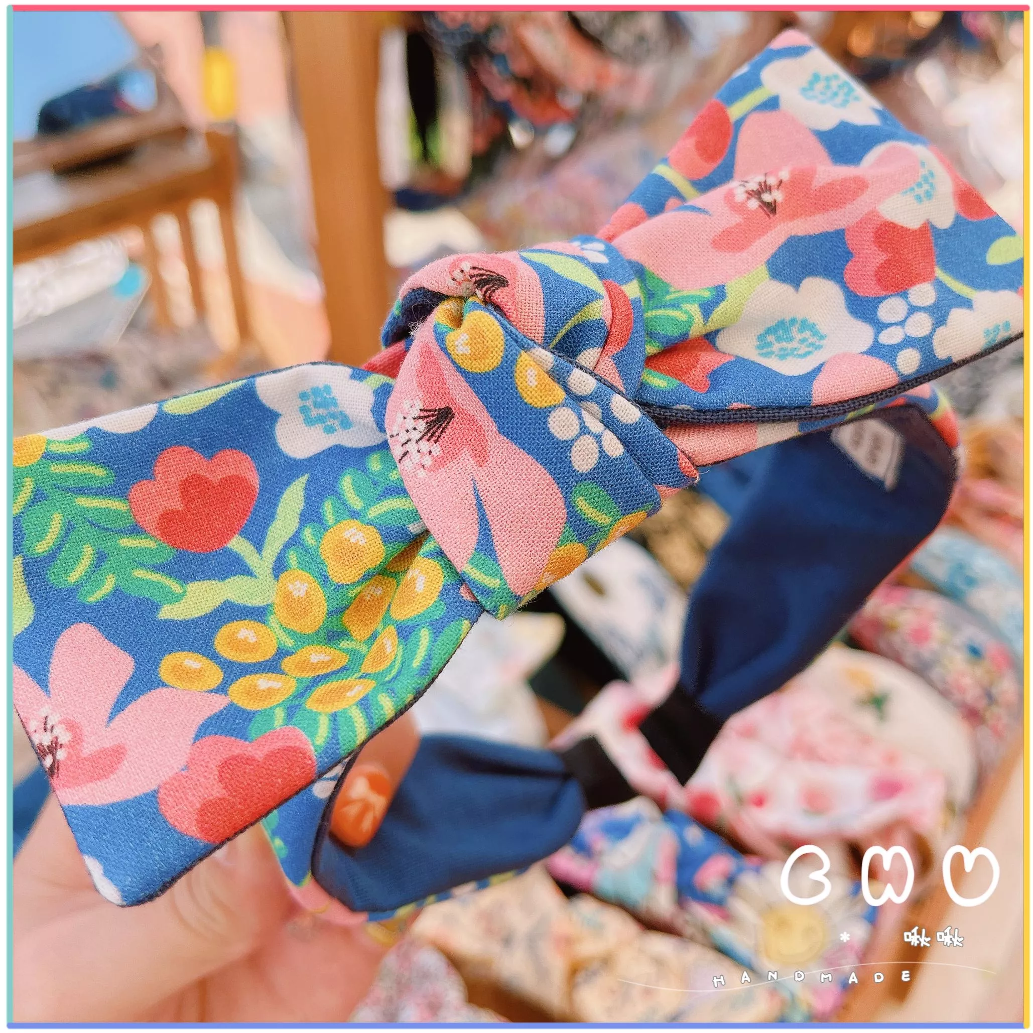 繽紛花朵｜細版 蝴蝶結 髮箍