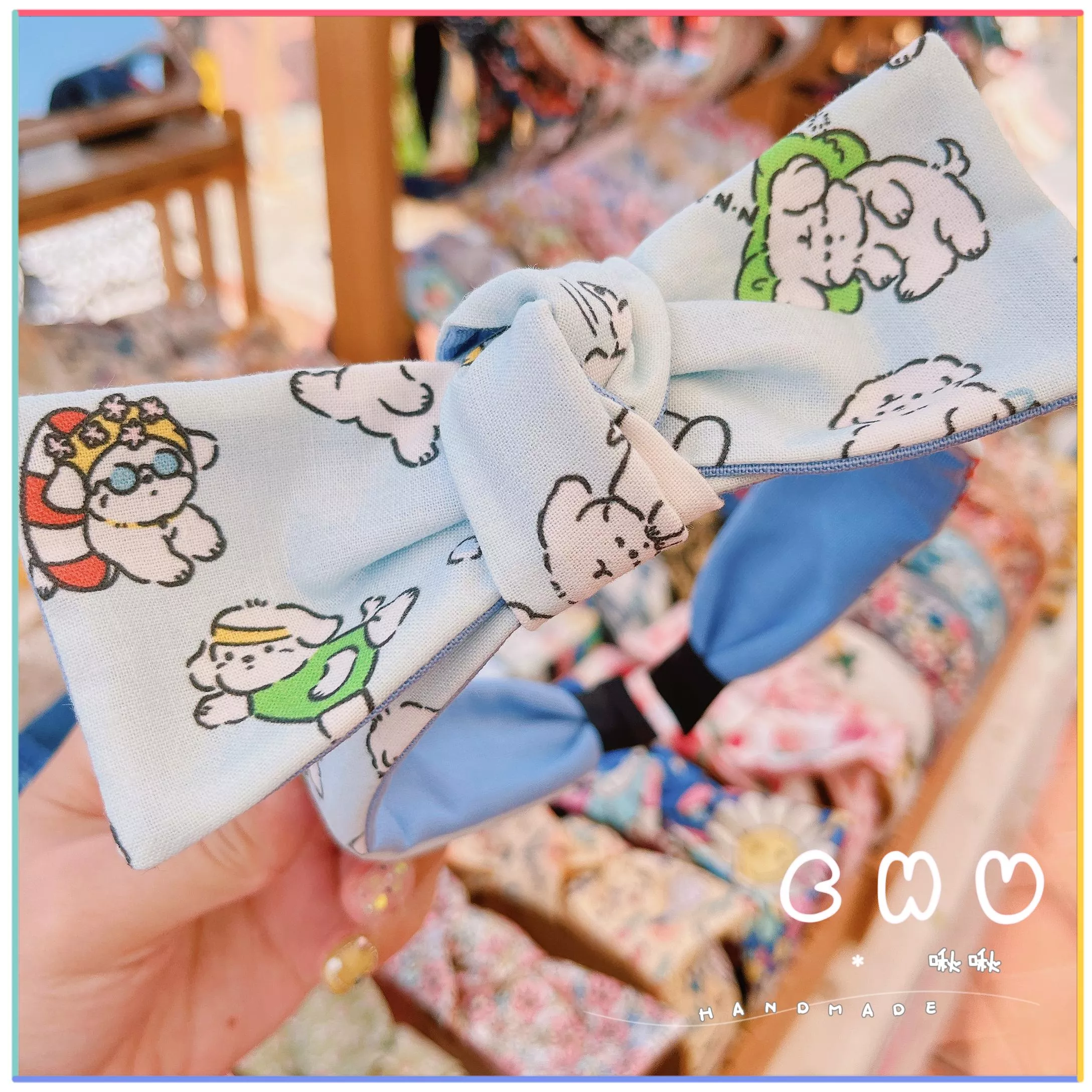 馬爾濟斯狗狗 ｜細版 蝴蝶結 髮箍