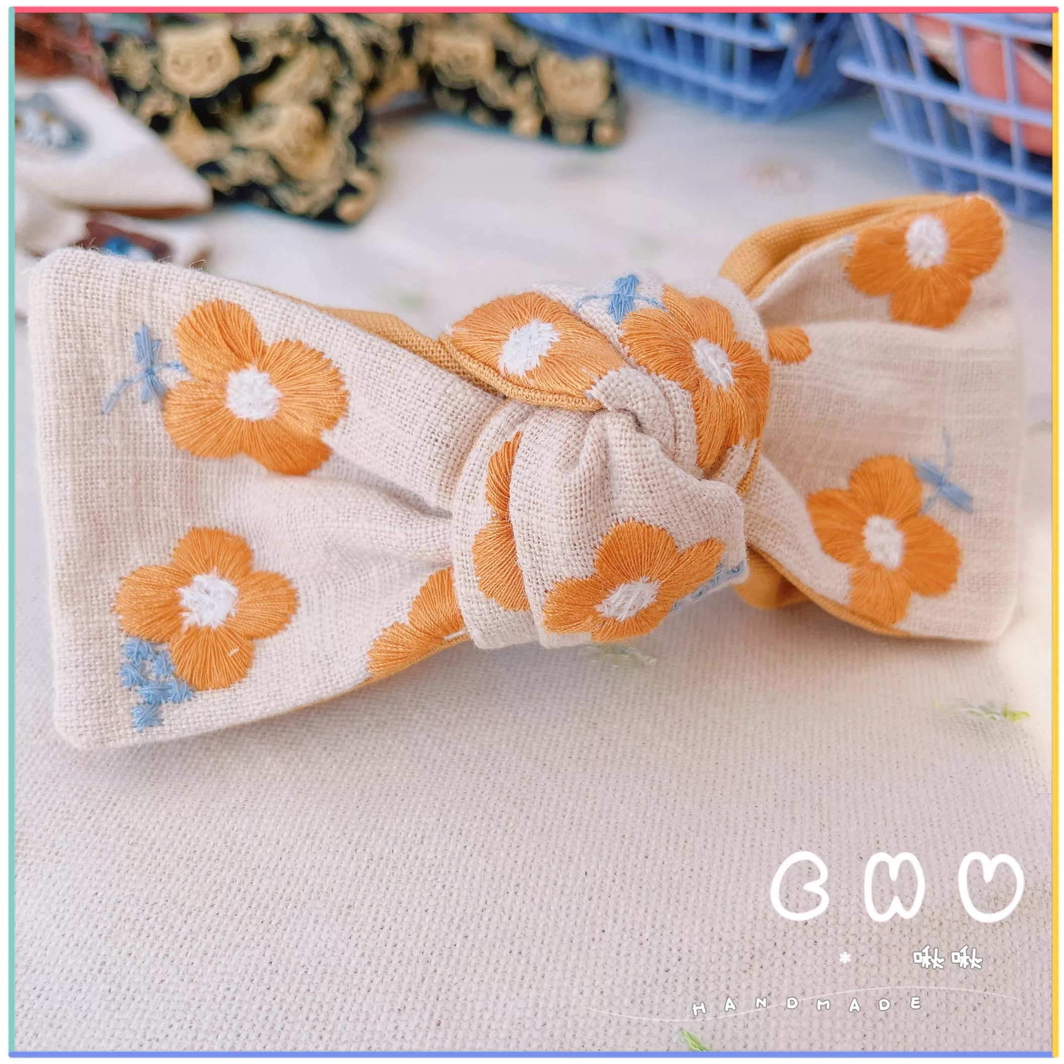 刺繡款｜黃色小花｜馬尾夾