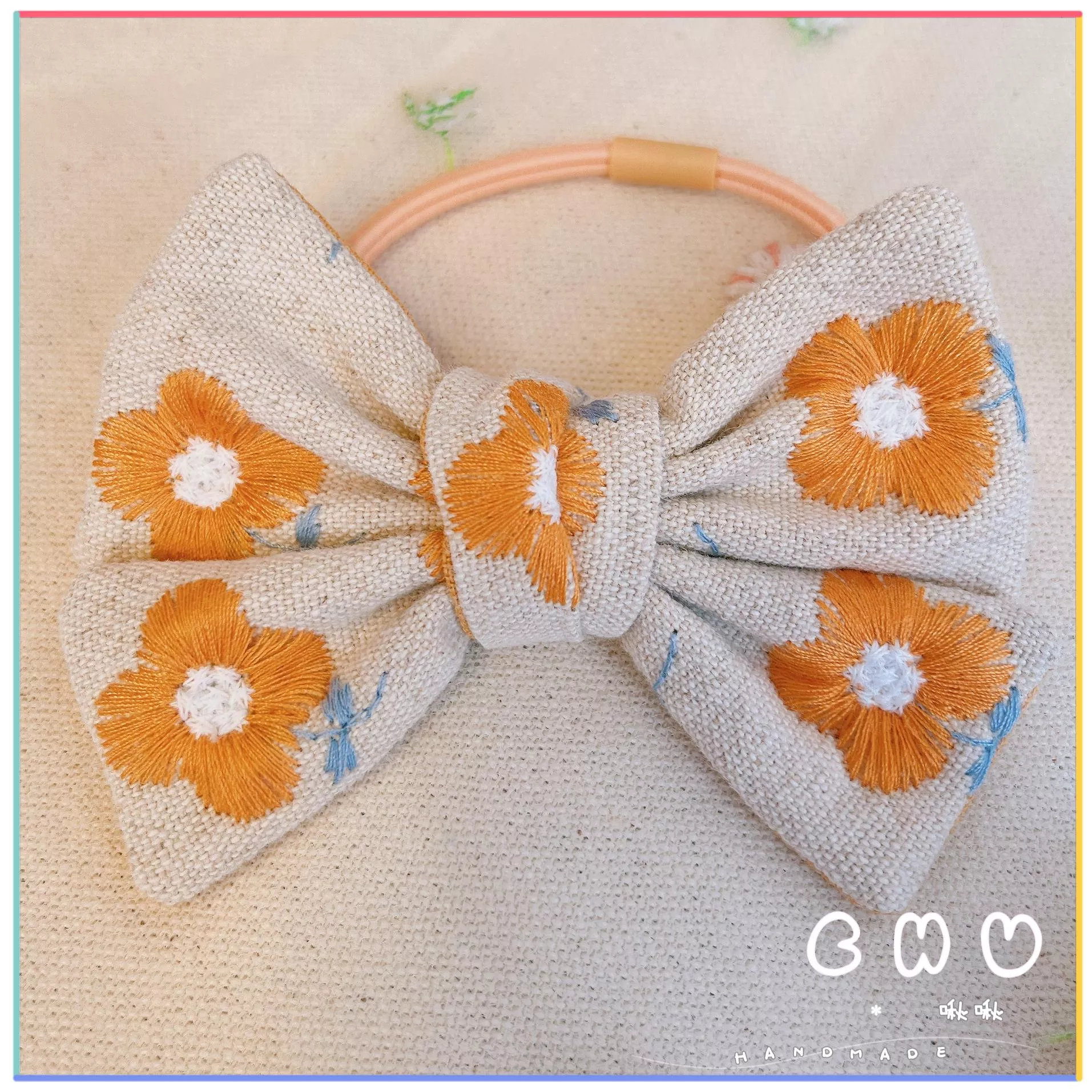 刺繡款｜黃色小花｜綁綁髮圈