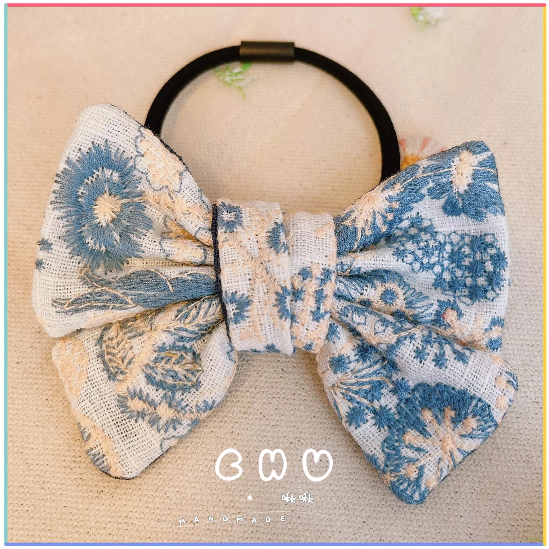 刺繡款｜氣質小姐姐 (白色)｜綁綁小髮圈