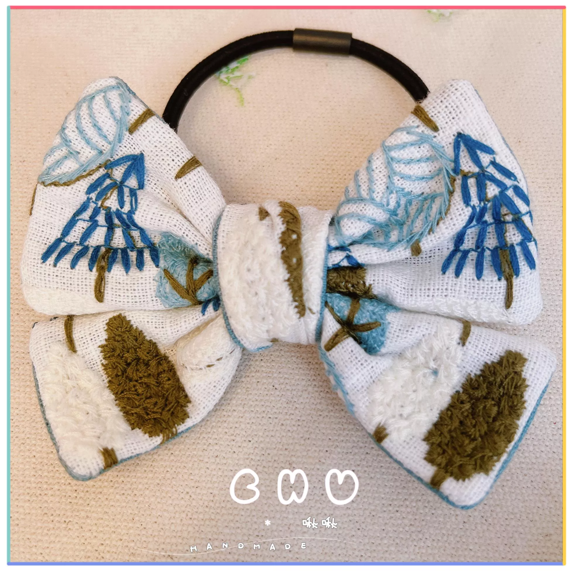 刺繡款｜森林🌲小樹｜綁綁小髮圈
