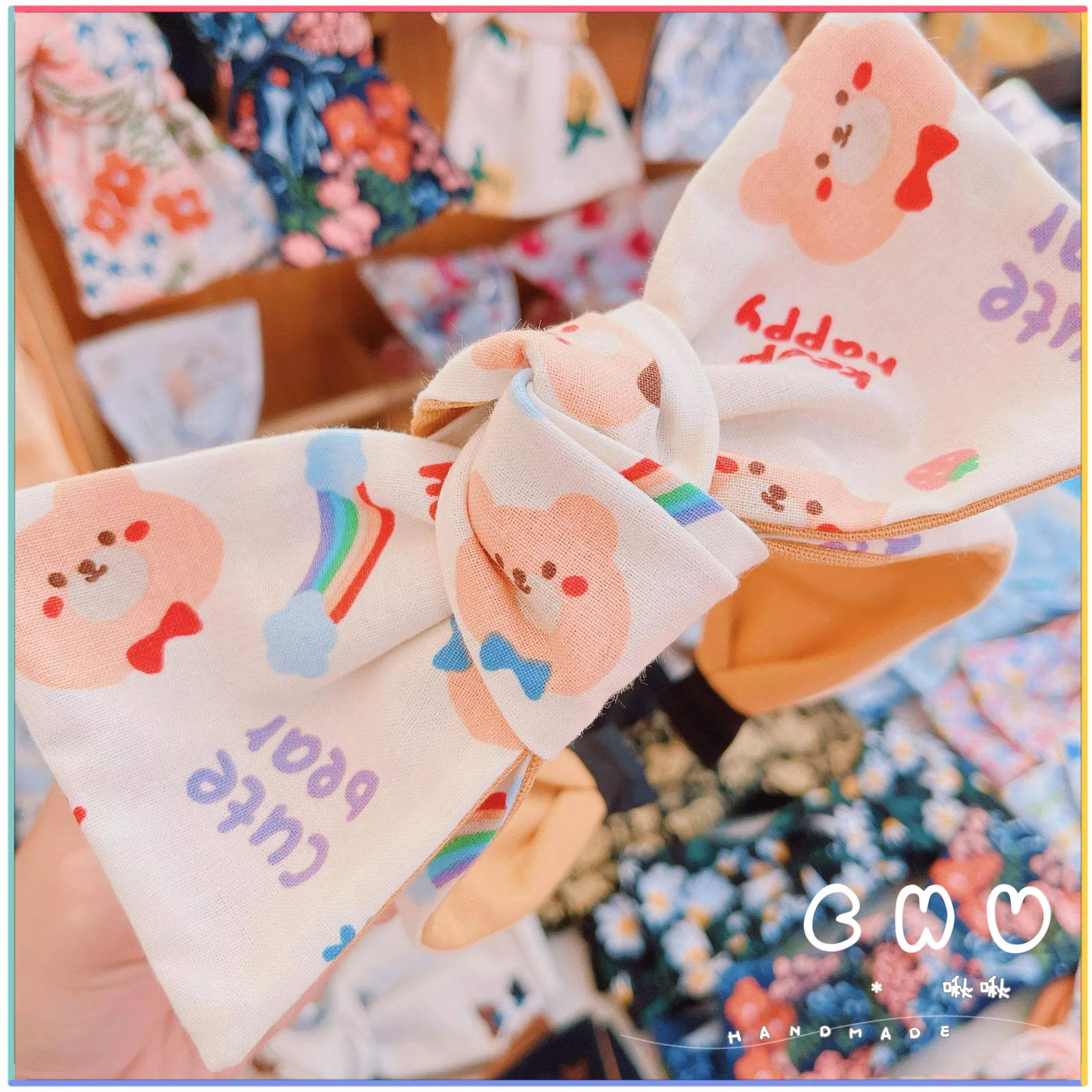 啾啾小熊｜寬版 蝴蝶結 髮箍