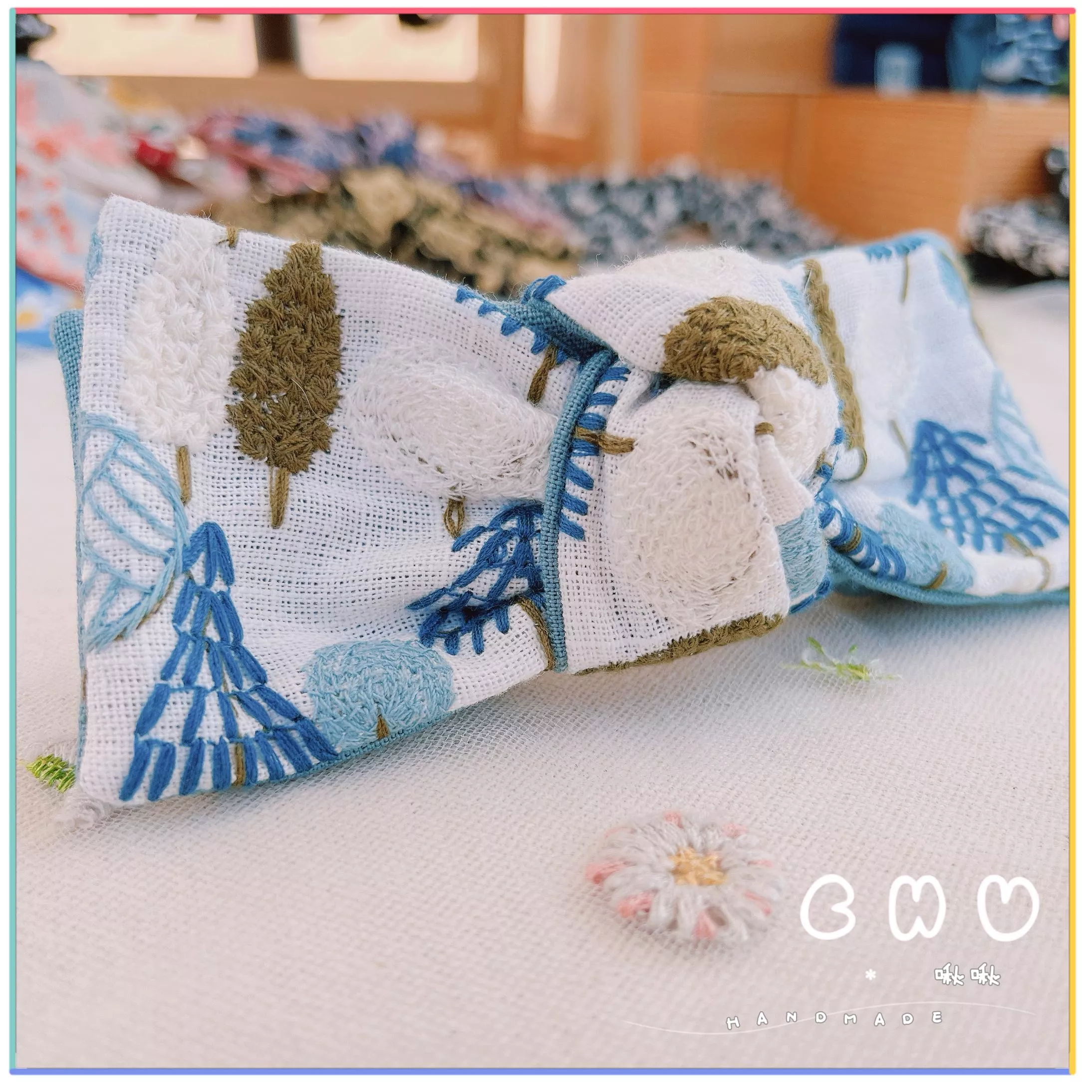 刺繡款｜森林🌲小樹｜啾啾 馬尾夾