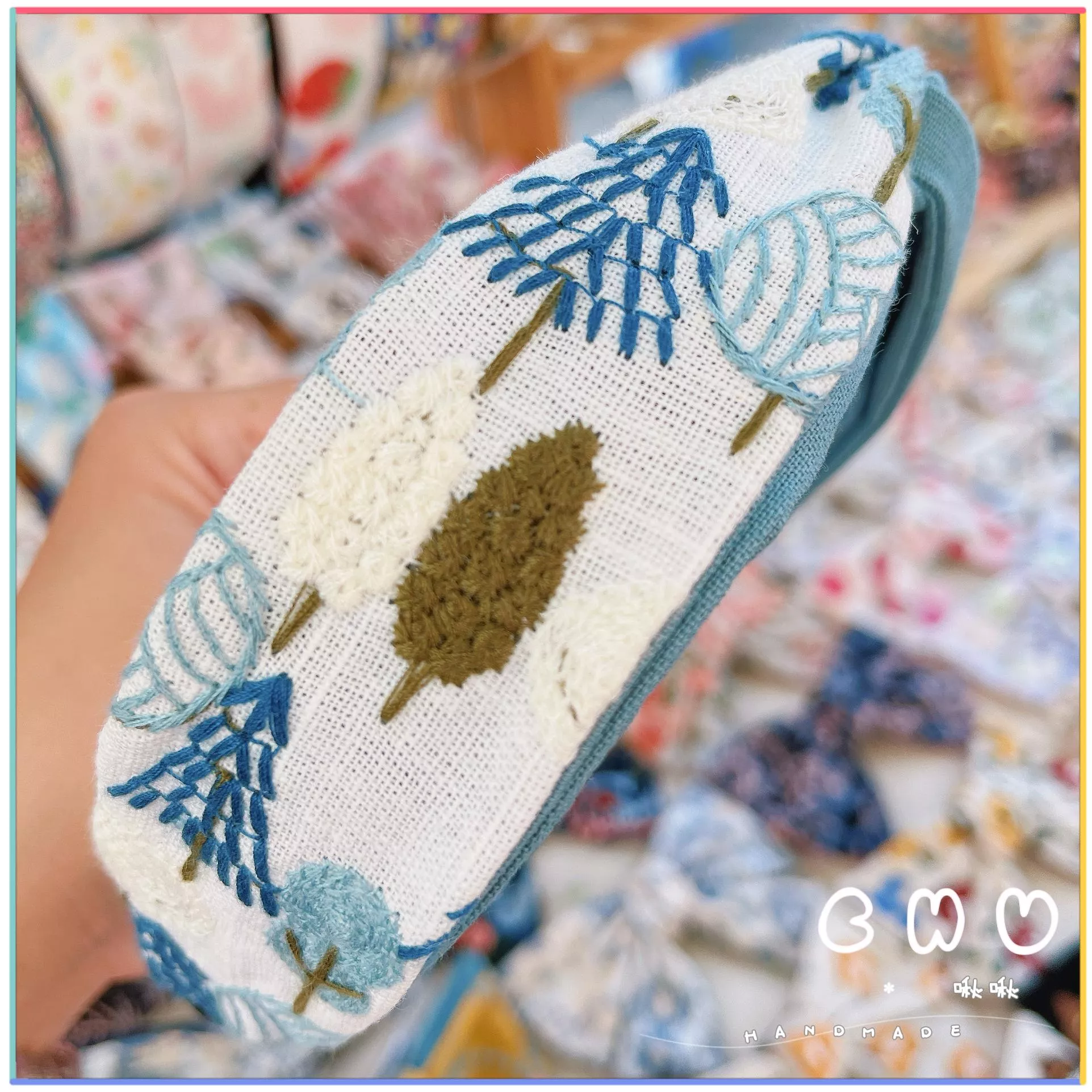 刺繡款｜森林🌲小樹｜細版 交叉髮箍