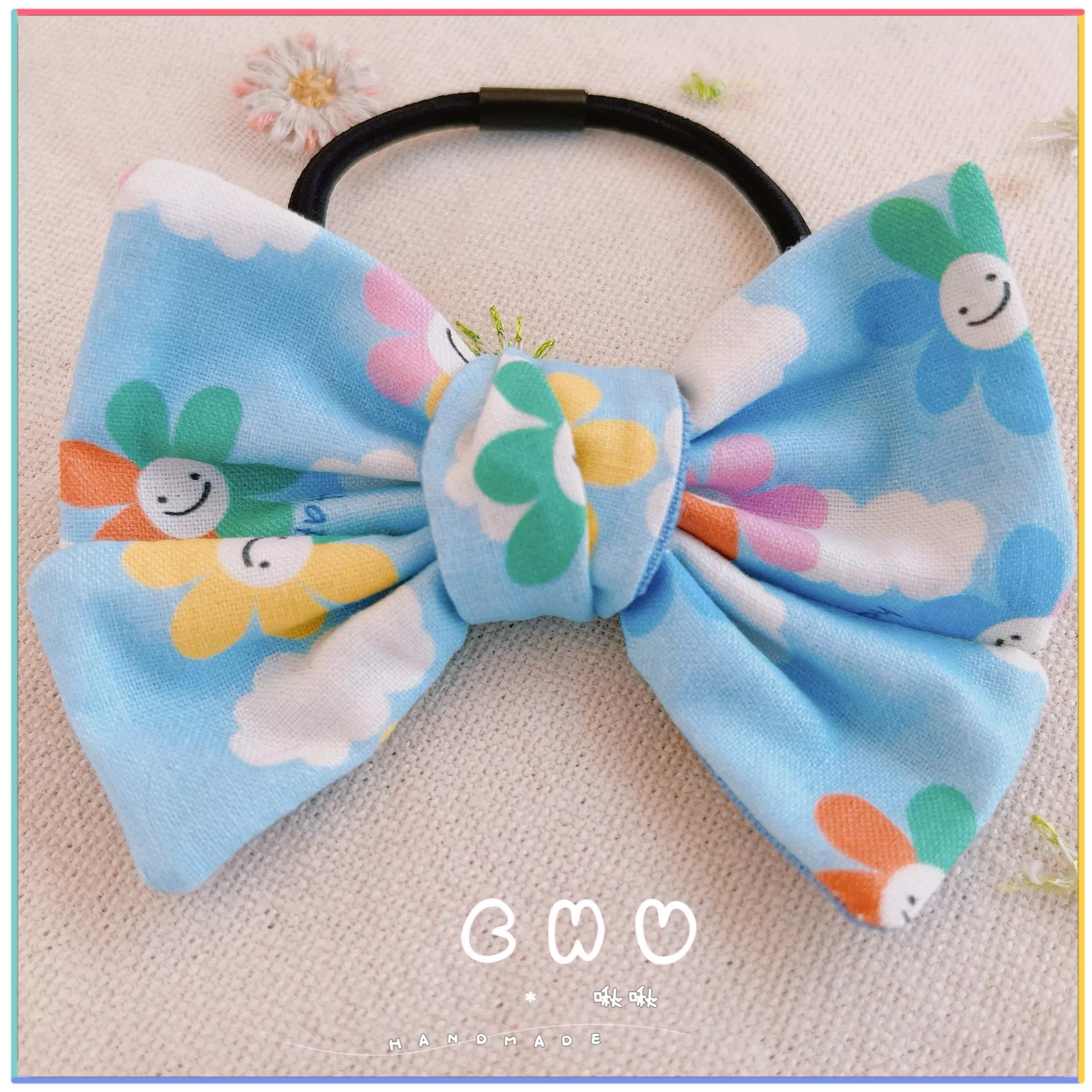笑臉花朵｜綁綁小髮圈