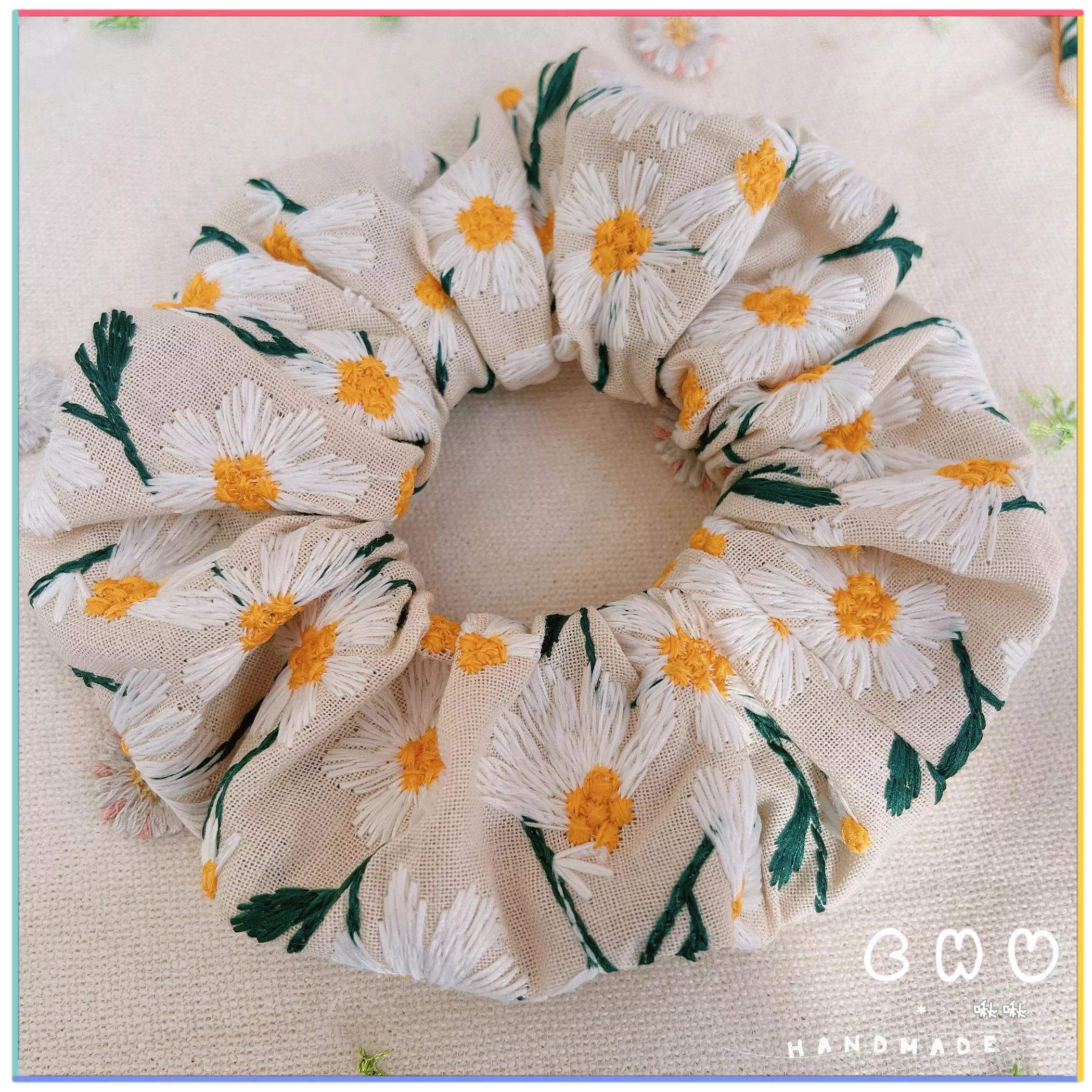 刺繡款｜滿版雛菊🌼 (米白色) ｜大腸圈圈