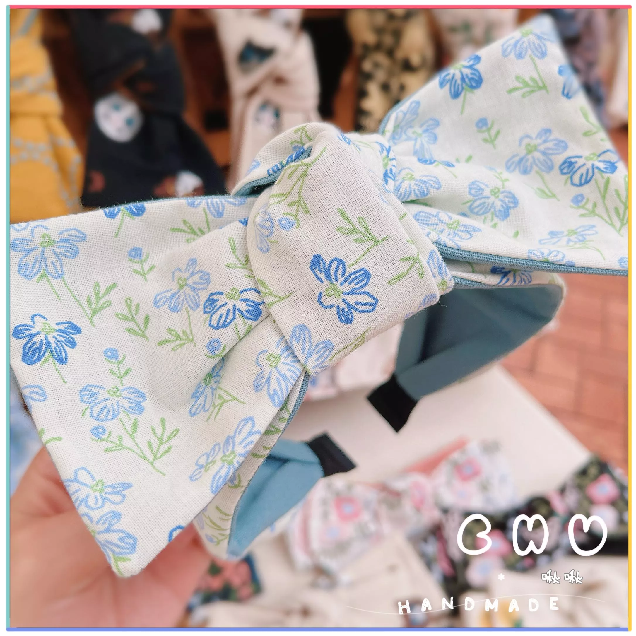 粉蝶花｜寬版 蝴蝶結 髮箍