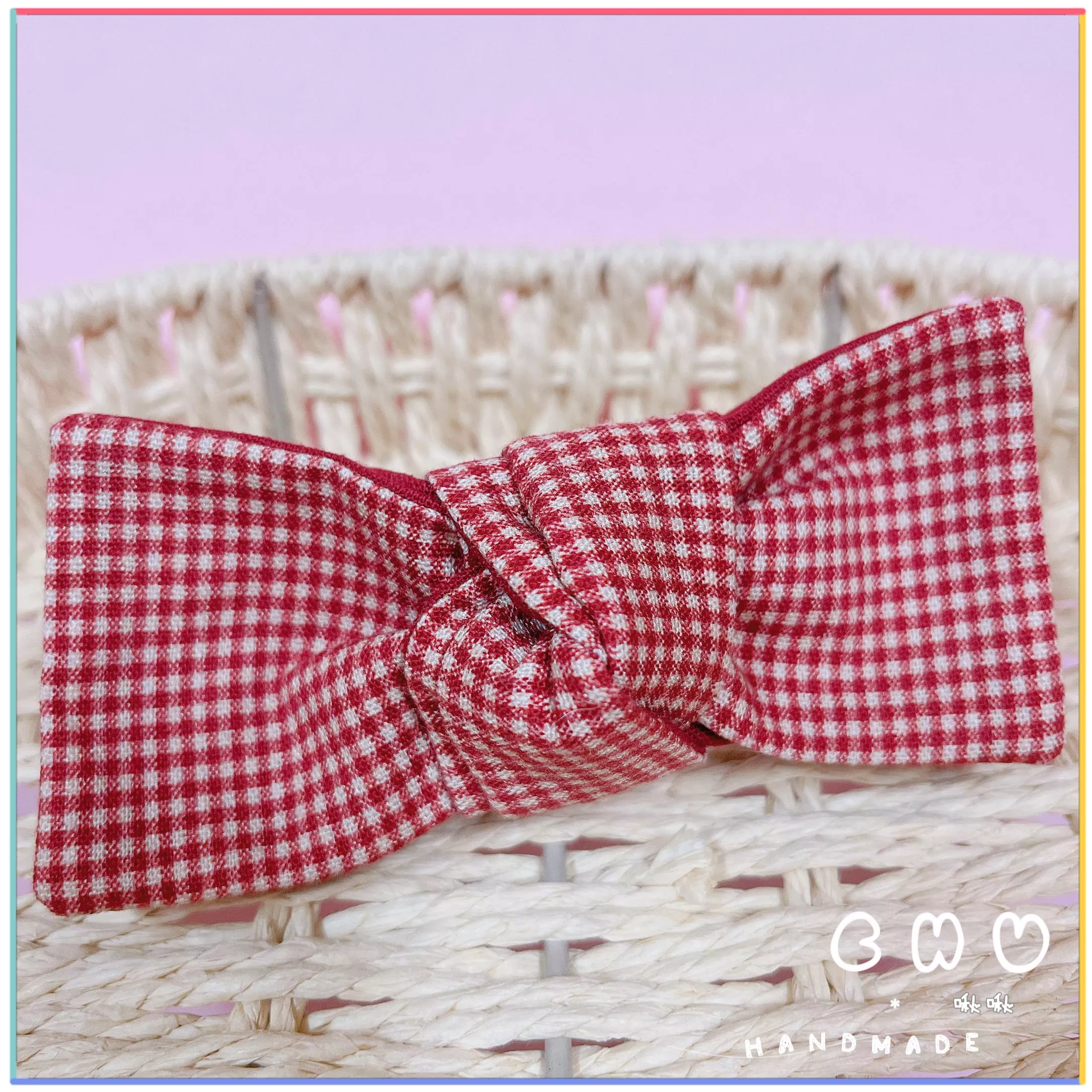 紅色小格子｜啾啾 馬尾夾