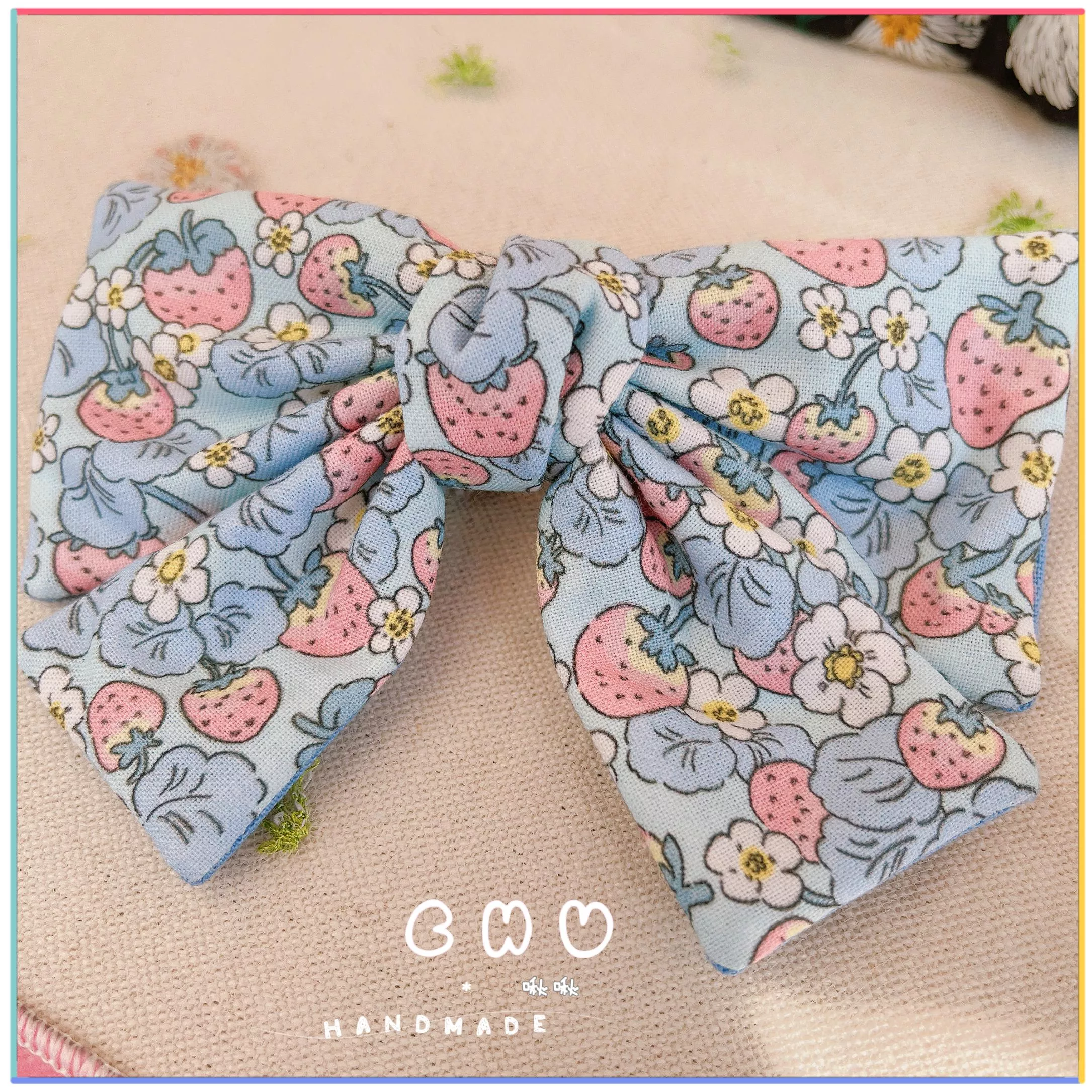 藍色系🍓草莓｜啾啾 彈簧髮夾