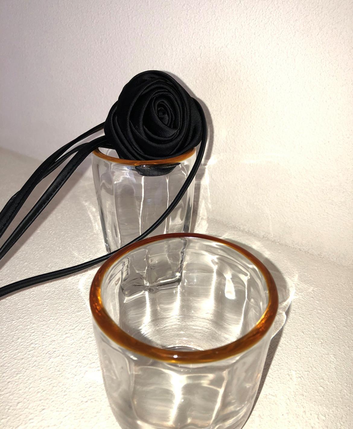 Black Rose Long Strap Choker