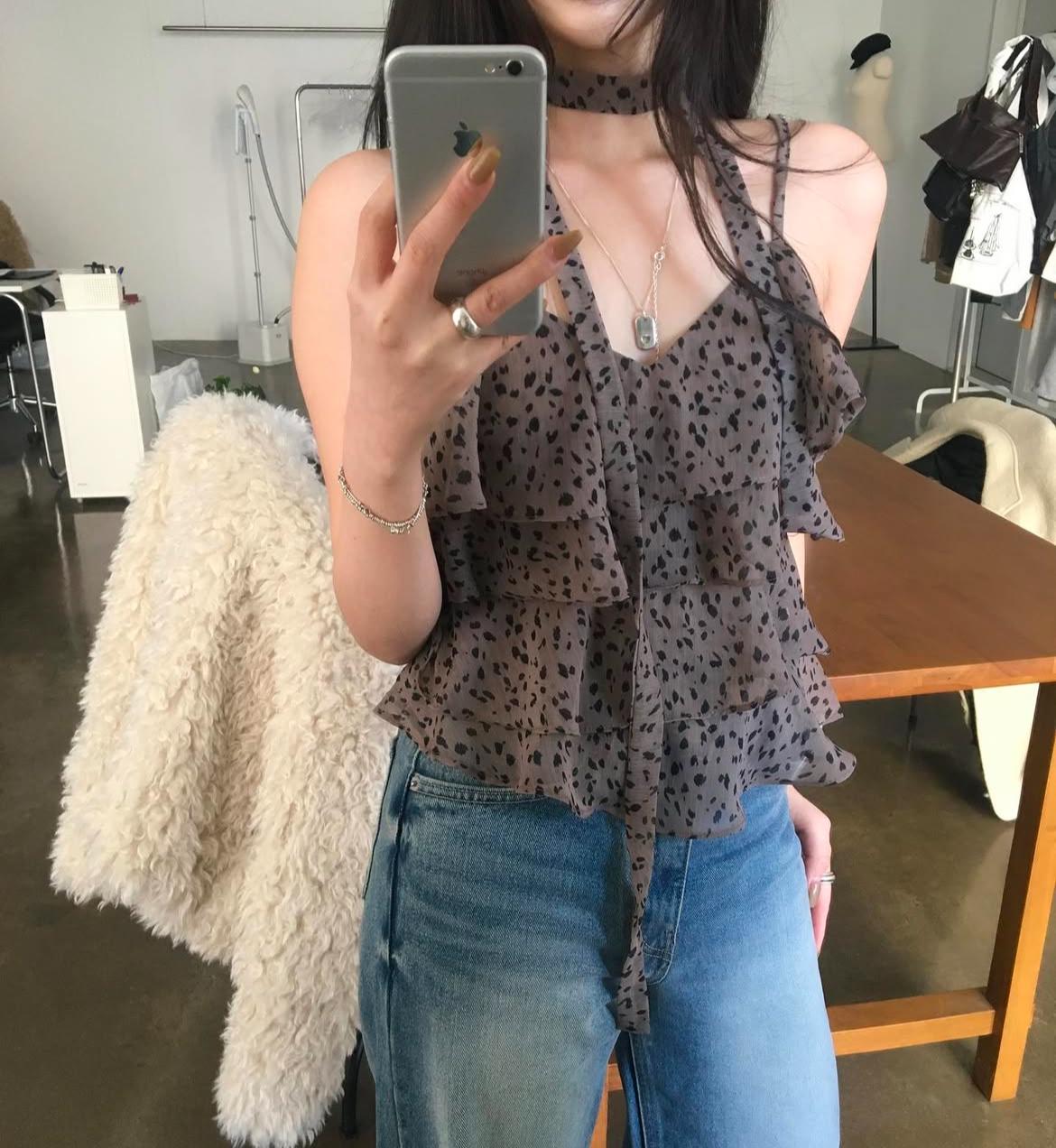 leo scarf blouse(2color)