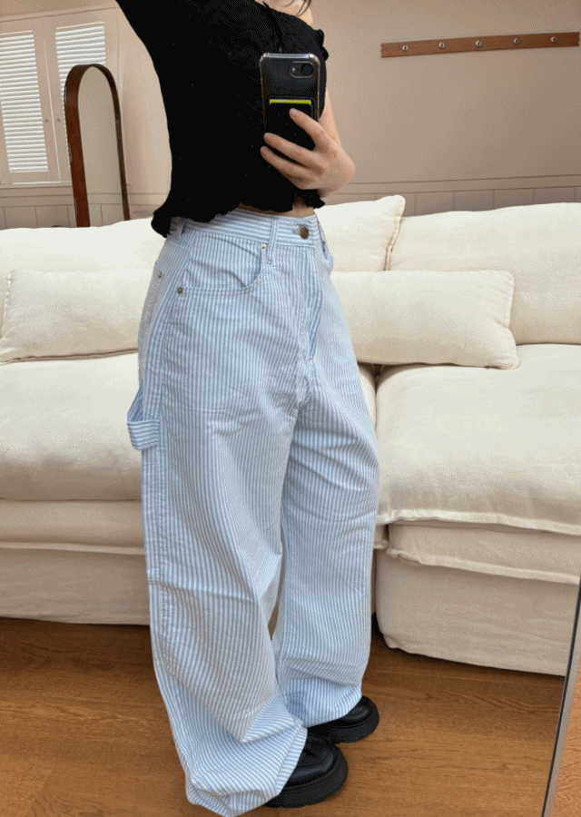 (OOTJ) bubble stripe cotton denim