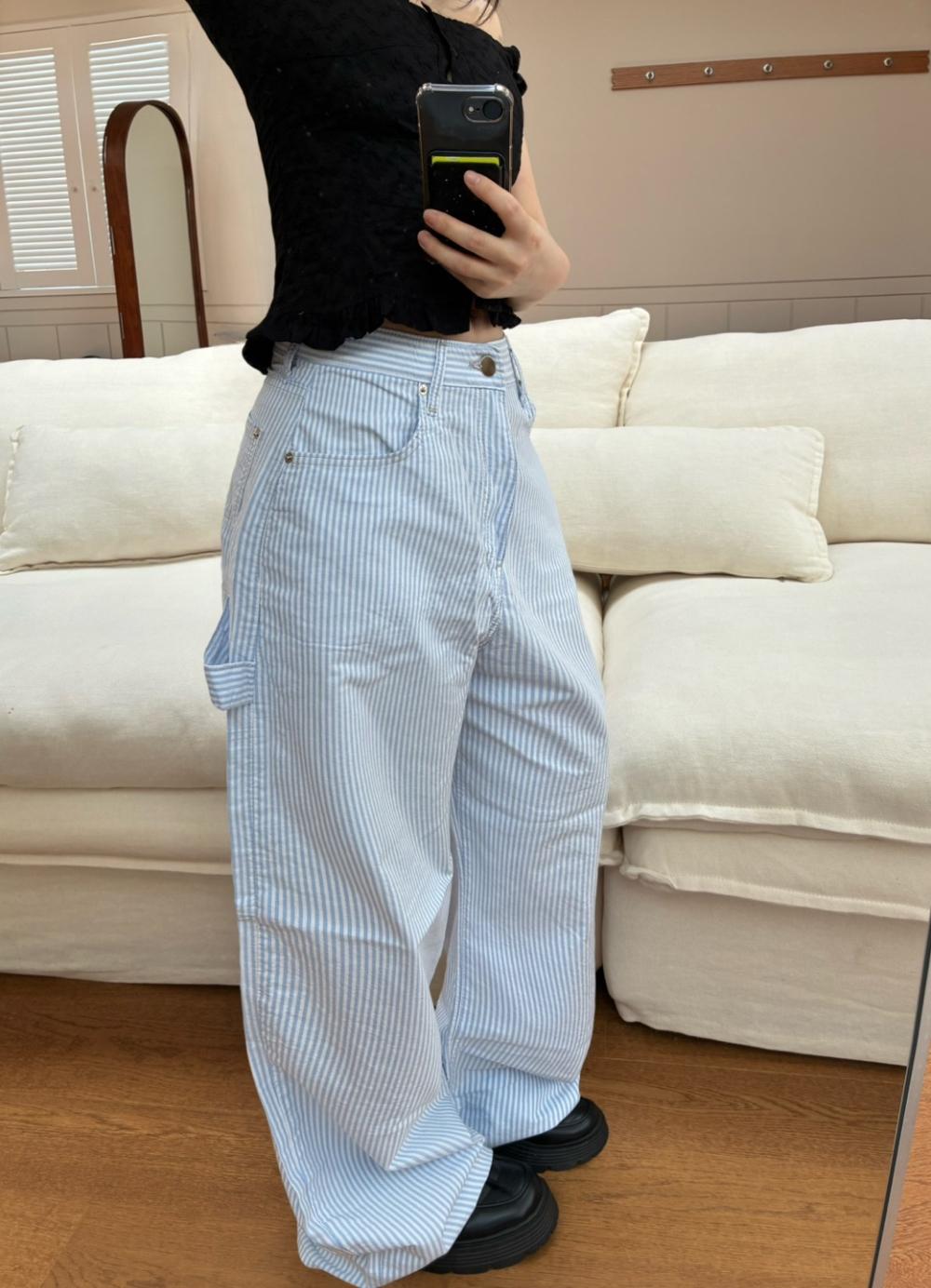 (OOTJ) bubble stripe cotton denim