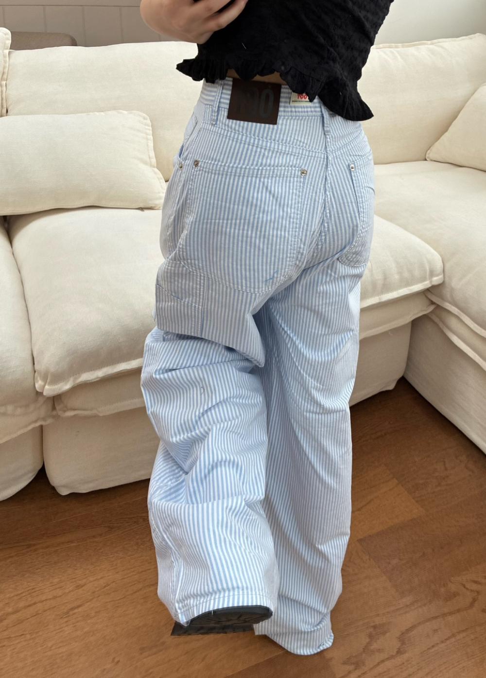 (OOTJ) bubble stripe cotton denim