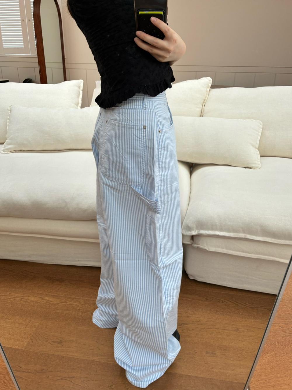 (OOTJ) bubble stripe cotton denim