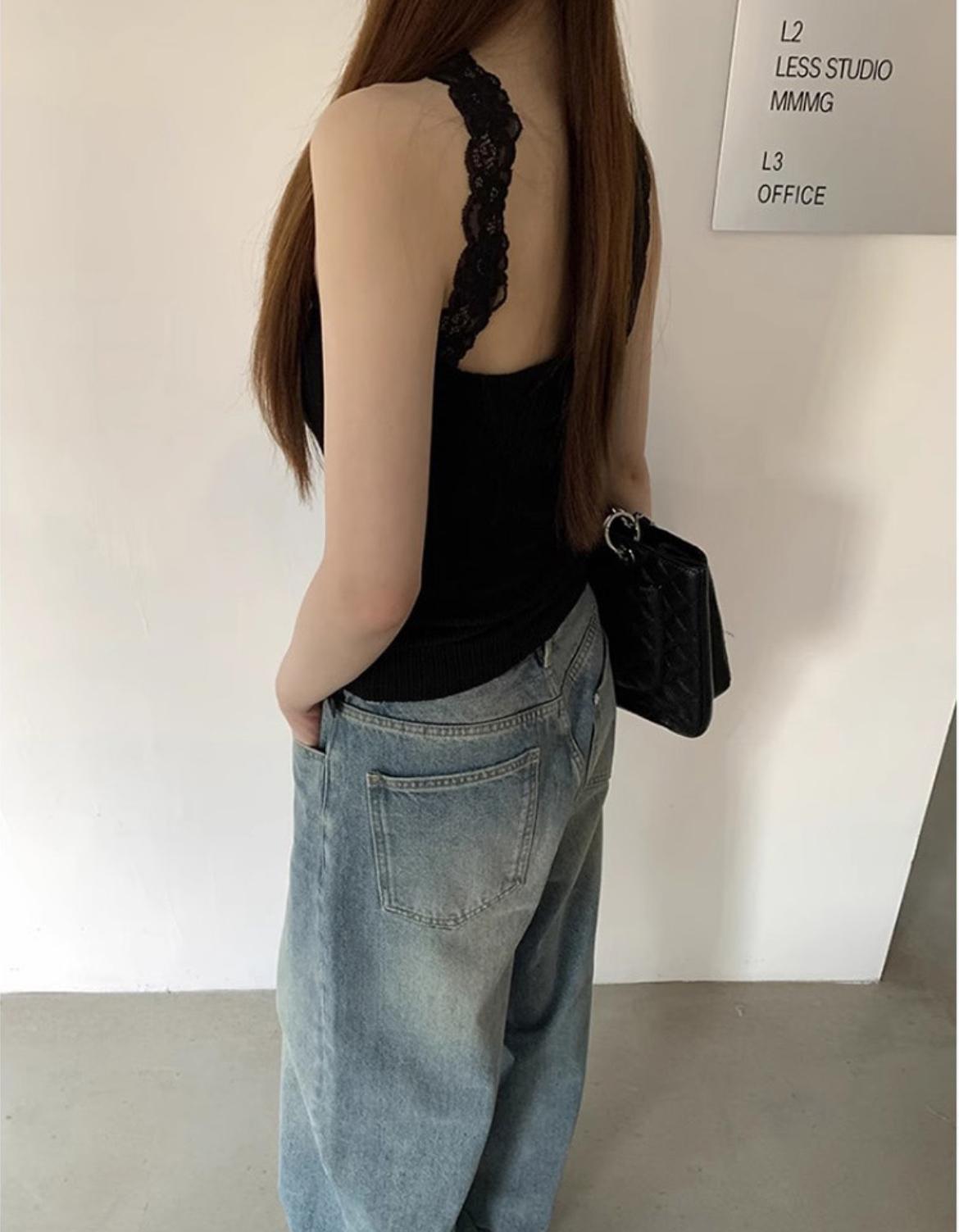 Lace back choker tube top