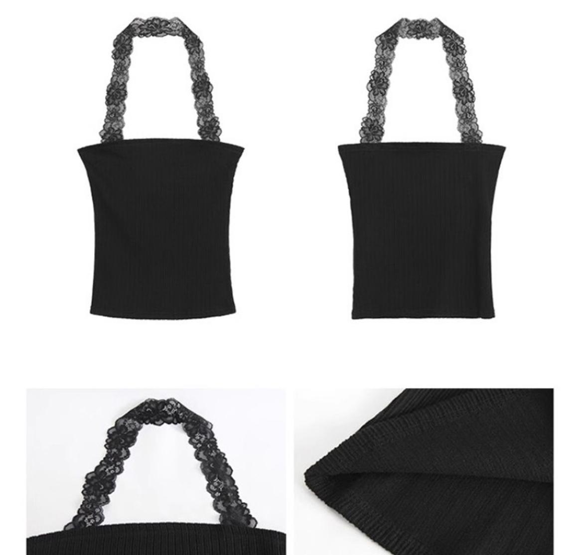 Lace back choker tube top