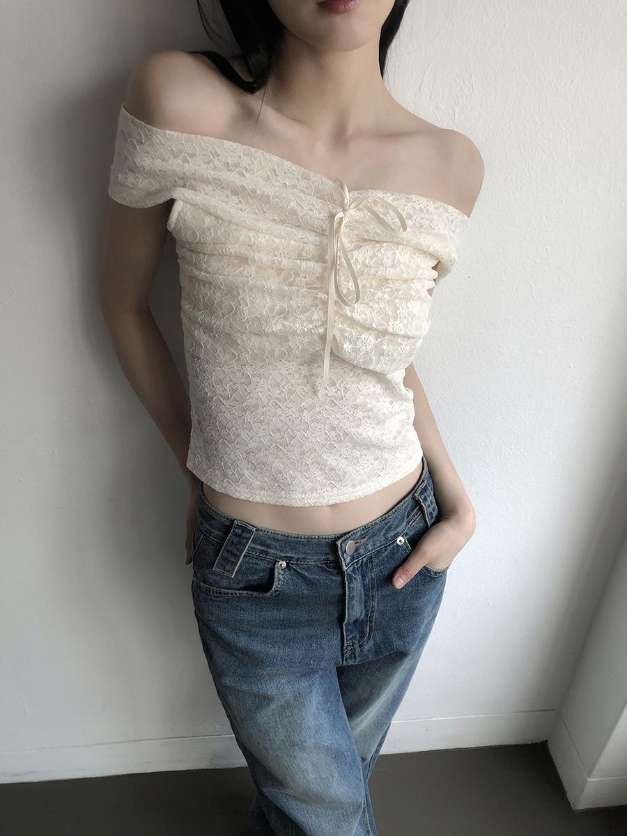 Misty Rose Lace Crop Sleeveless (3color)