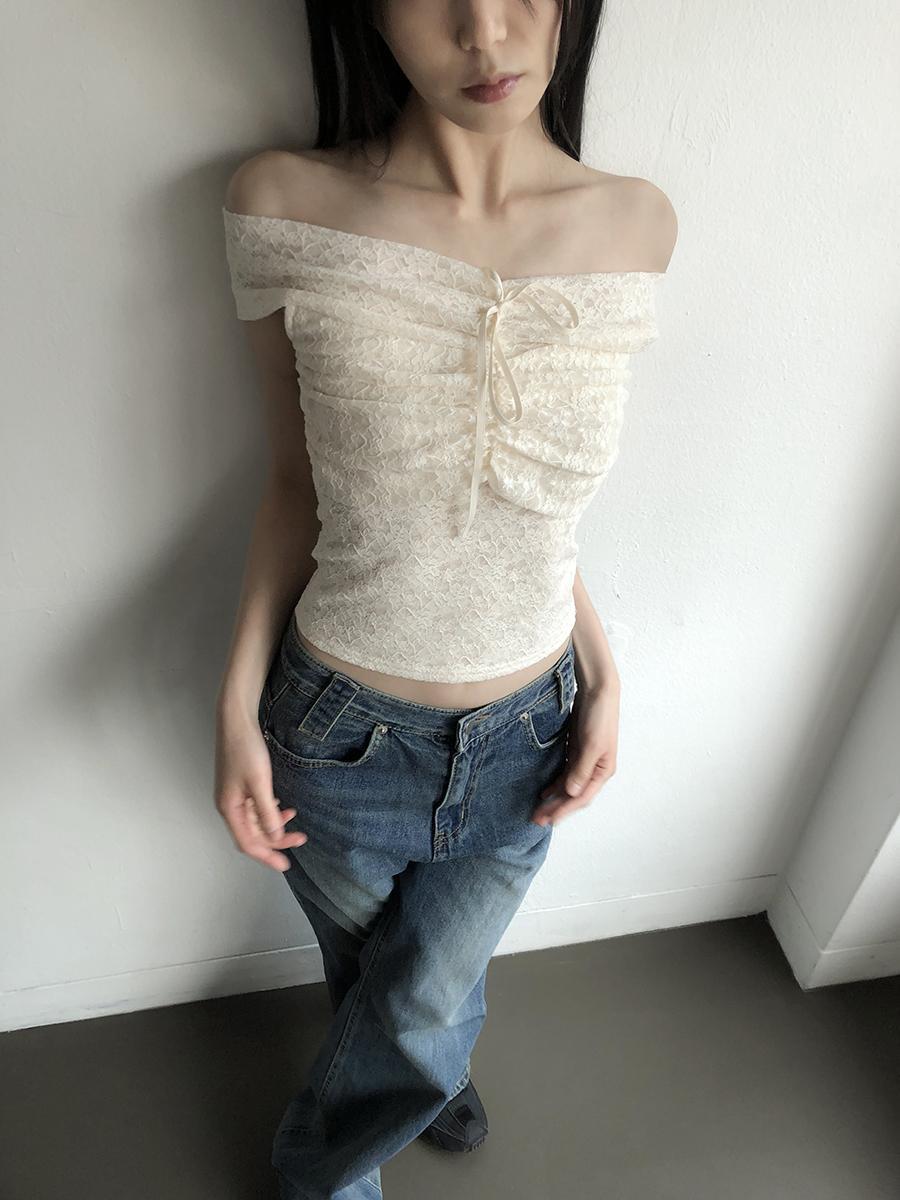 Misty Rose Lace Crop Sleeveless (3color)