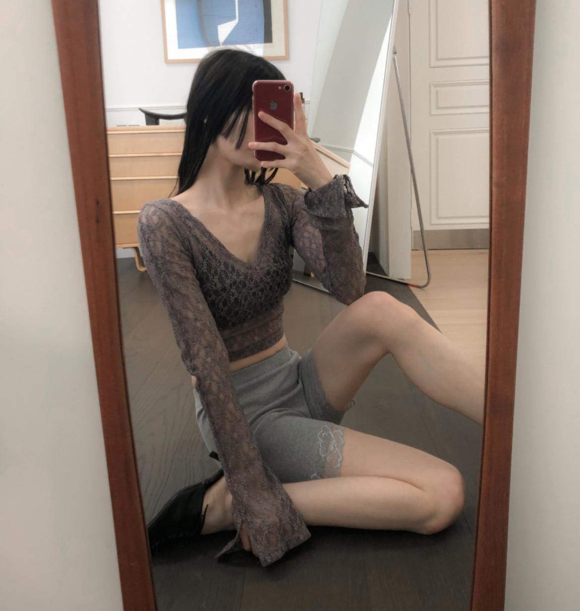 see-through lace T(3color)