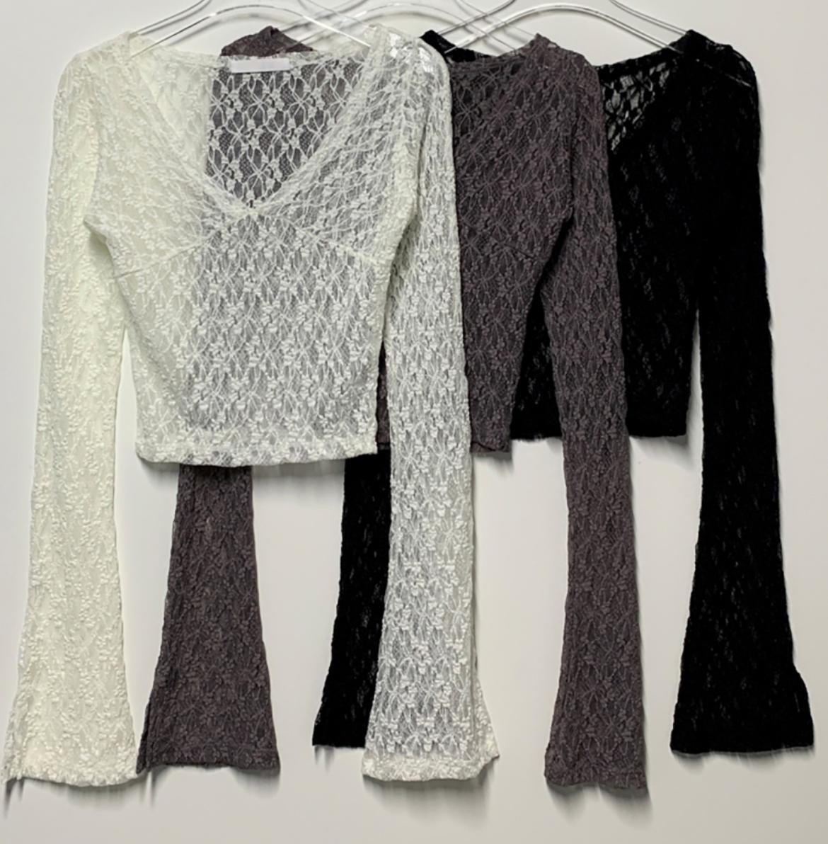 see-through lace T(3color)