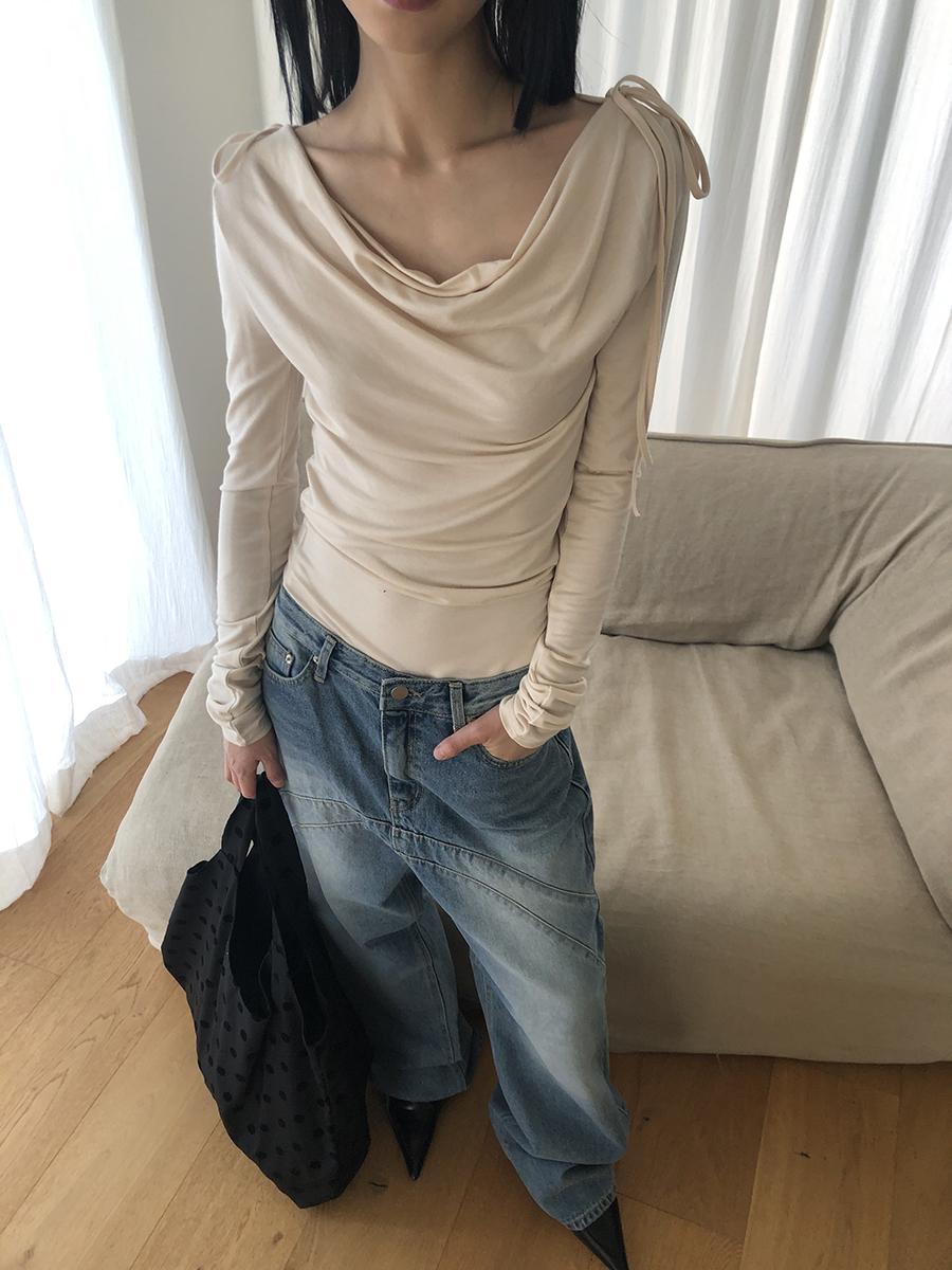 shoulder ribbon wave T (2color)