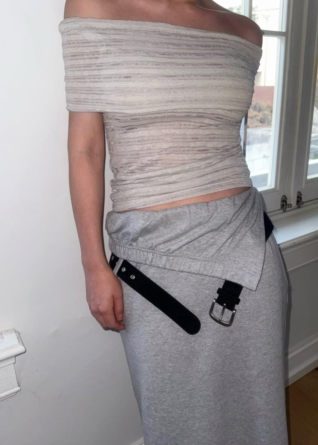 See through striped shoulder(2color)
