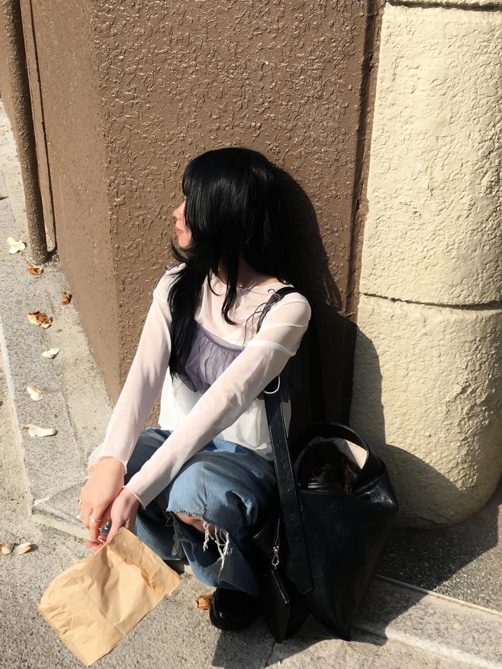 Puff lace top(2color)
