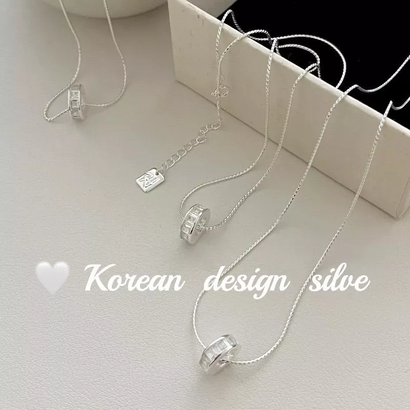 韓國設計-鏤空圈圈鋯石鎖骨鍊