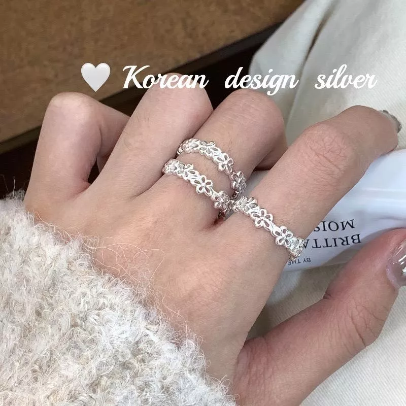 鏤空花朵拼接戒指