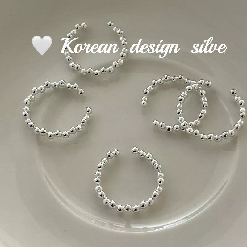 韓國設計-珠珠拼接素圈戒指