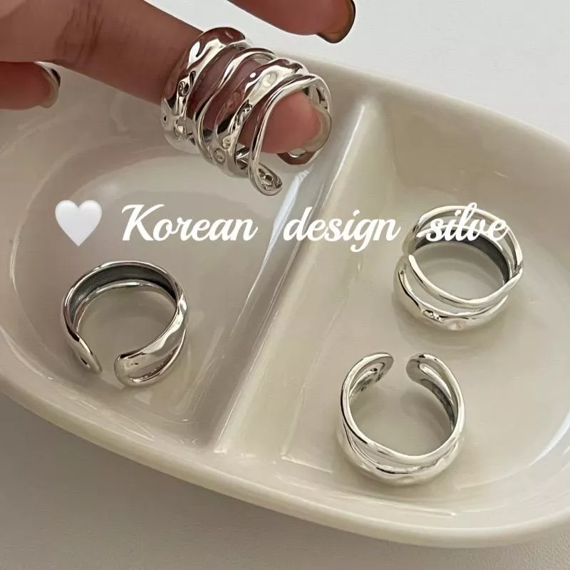 韓國設計-肌理紋雙層個性戒指