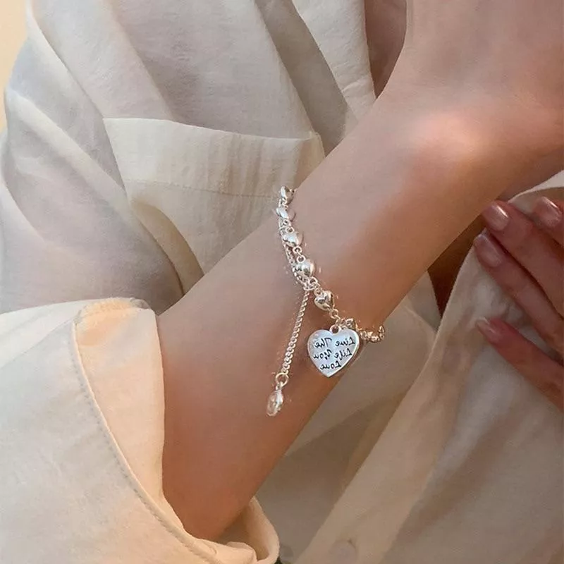 925純銀鈴噹吊墜愛心手鍊