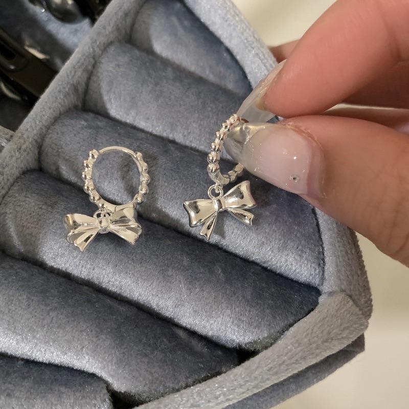 925純銀立體蝴蝶結麻花耳扣