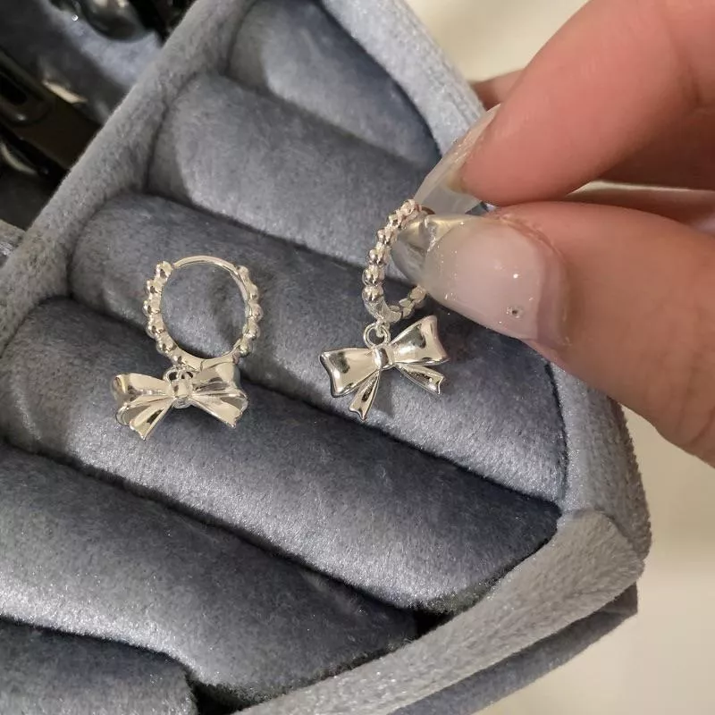 925純銀立體蝴蝶結麻花耳扣