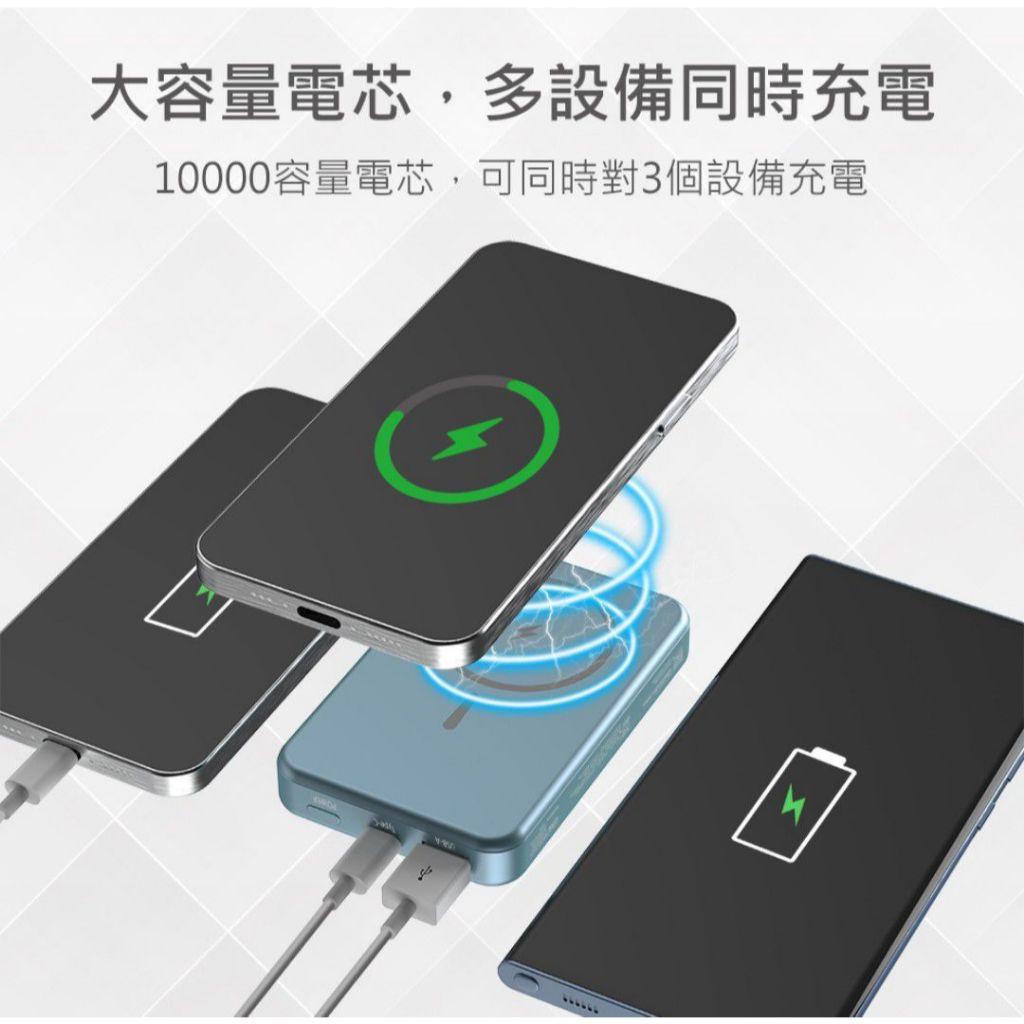 MINQ 行充 台灣製造 行動電源 10000mAh 磁吸式 無線閃充行動電源 TypeC 數顯電量