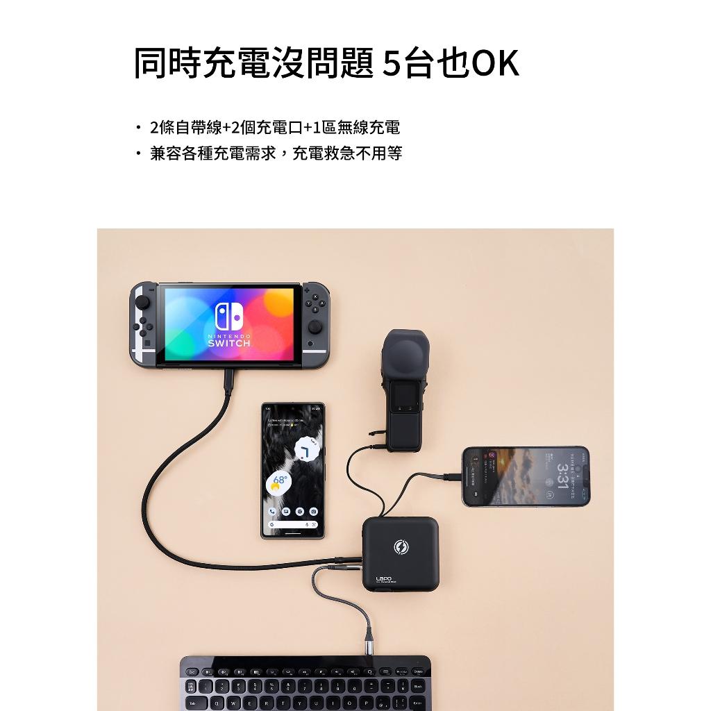 【LAPO】二代 行動電源 【下單直接免運 】大容量 快充行動電源 多功能無線充 自帶快充線 LAPO原廠保固 當天出貨