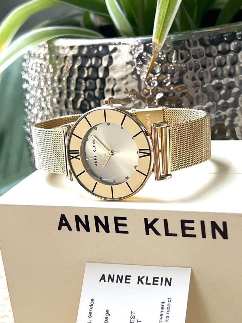 Anne Klein 金色網狀手鍊式手錶