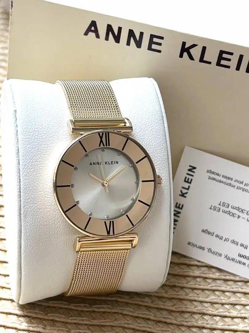 Anne Klein 金色網狀手鍊式手錶