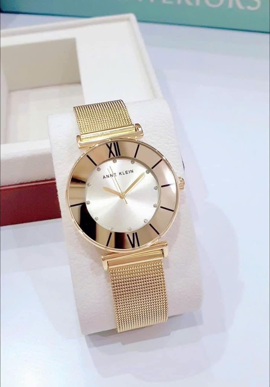 Anne Klein 金色網狀手鍊式手錶