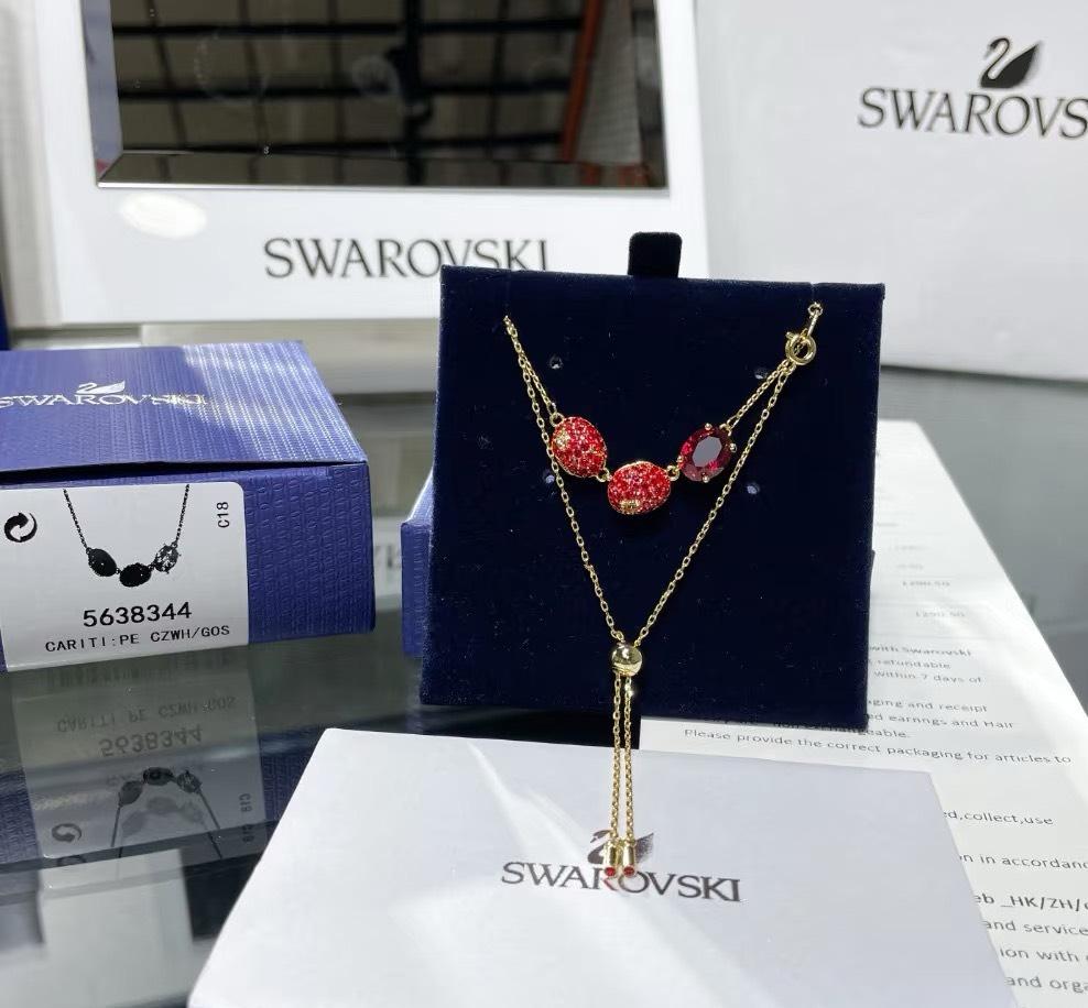 SWAROVSKI 施華洛世奇 Cariti 璀璨耀動紅水晶 紅豆項鏈