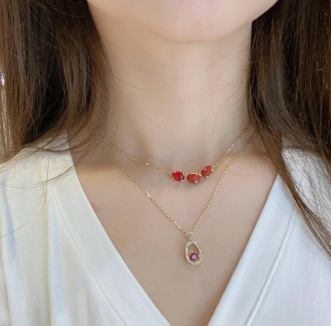 SWAROVSKI 施華洛世奇 Cariti 璀璨耀動紅水晶 紅豆項鏈