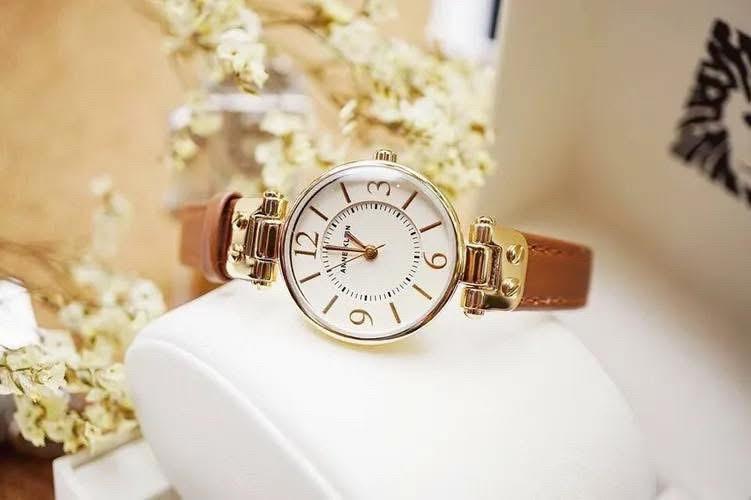 Anne Klein 焦糖香檳羅馬腕錶｜皮革26mm 文藝復古小錶款