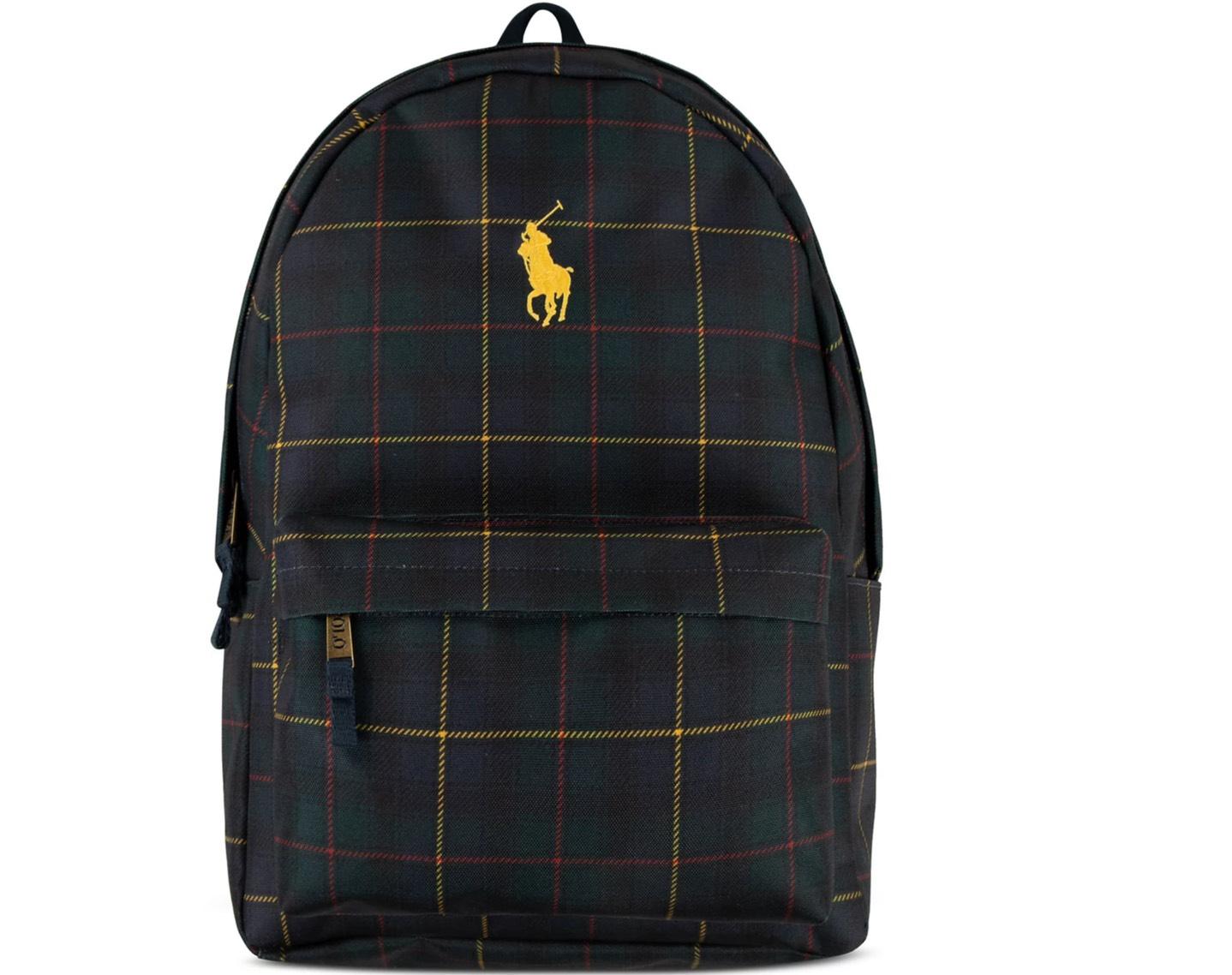 Ralph Lauren 經典格紋刺繡後背包｜大容量百搭款