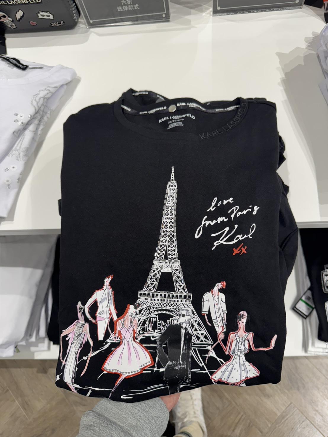 Karl Lagerfeld 卡爾短T三款｜水鑽貓咪・巴黎鐵塔