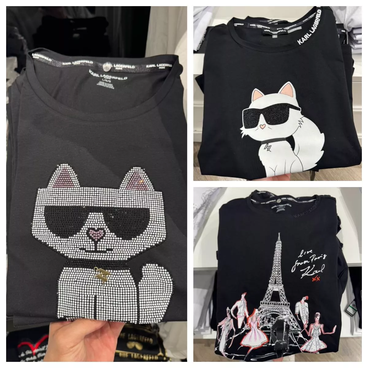 Karl Lagerfeld 卡爾短T三款｜水鑽貓咪・巴黎鐵塔