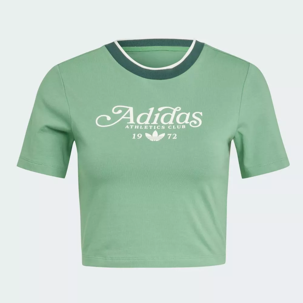Adidas Graphic 女款短版短T・草寫LOGO款