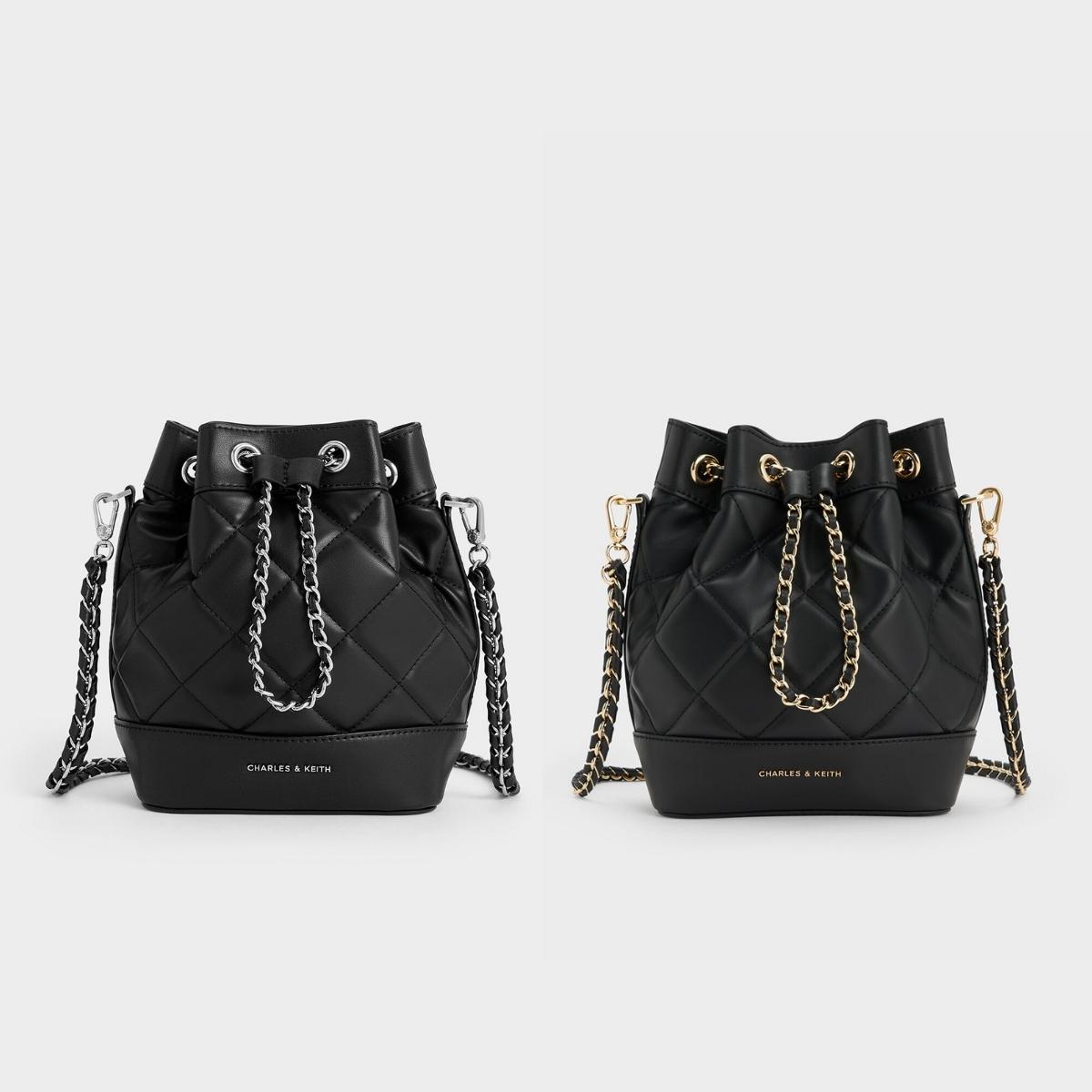 CHARLES & KEITH Julia 菱格鍊條兩用水桶包